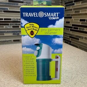 NEW Travel Smart by Conair Pro Garment Steamer Dual Voltage TS184GS Teal White
